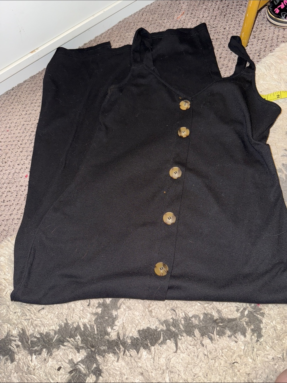 SHEIN Black Midi Button-Front Dress